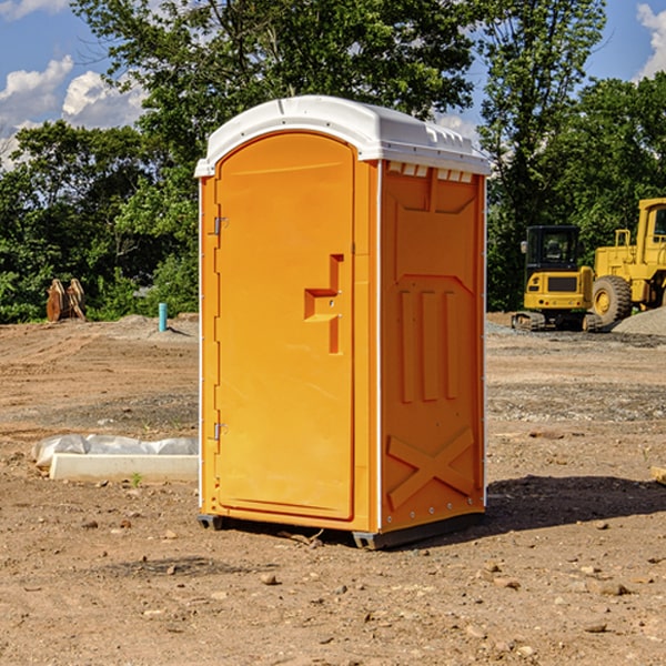 how often are the porta potties cleaned and serviced during a rental period in Leshara